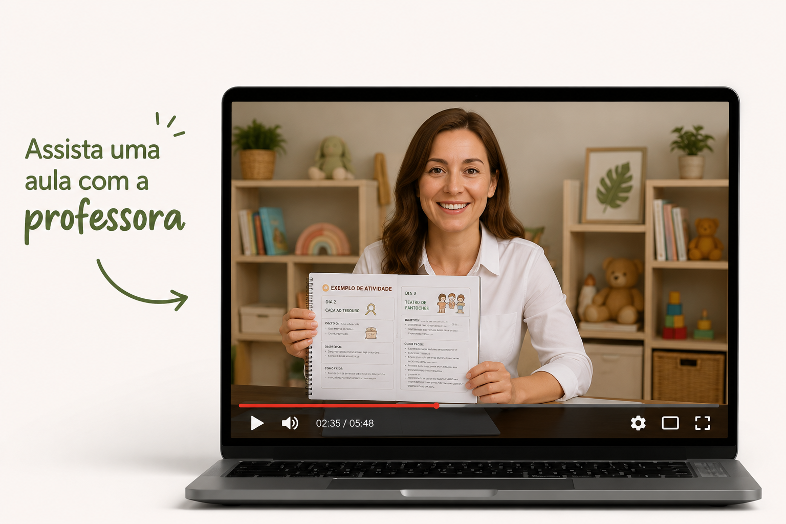 Assista uma aula com a professora mostrando as atividades na prática